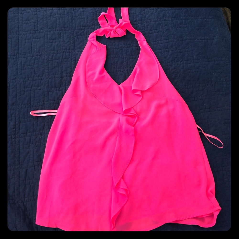 “Naked zebra” hot pink halter top. Super cute!